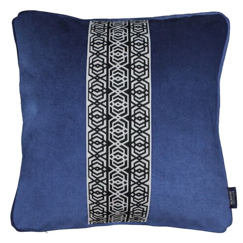 Coba Striped Navy Blue Velvet Cushion