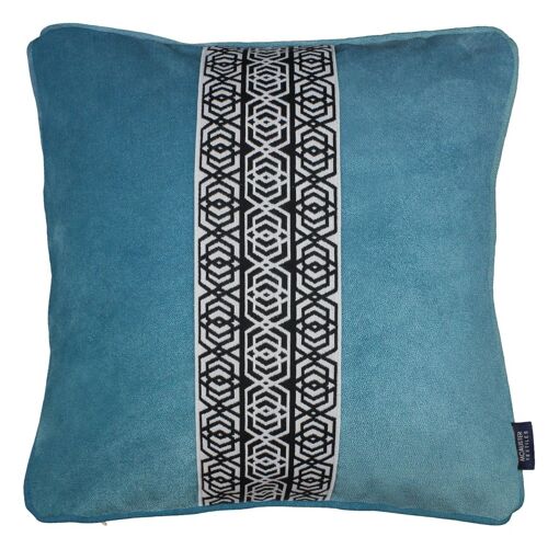 Coba Striped Duck Egg Blue Velvet Cushion