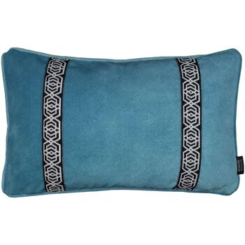 Coussin en velours bleu canard à rayures Coba 4