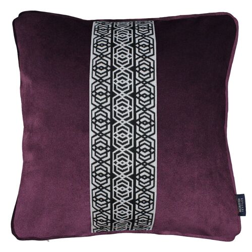 Coba Striped Aubergine Purple Velvet Cushion