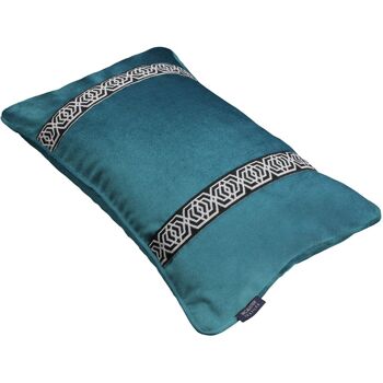 Coussin Coba en velours rayé bleu sarcelle 4