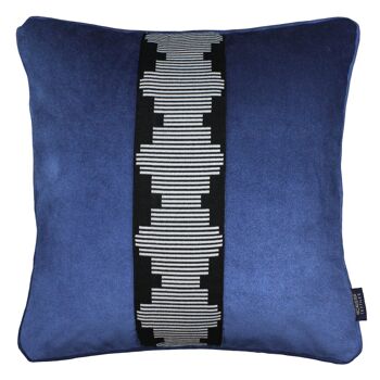 Coussin en velours bleu marine rayé Maya 1