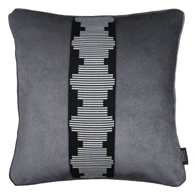 Maya Striped Charcoal Grey Velvet Cushion