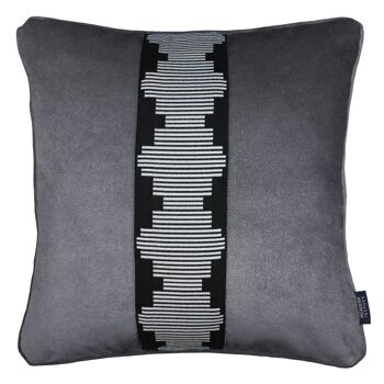 Coussin en velours gris anthracite à rayures Maya 1