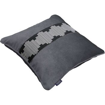 Coussin en velours gris anthracite à rayures Maya 3