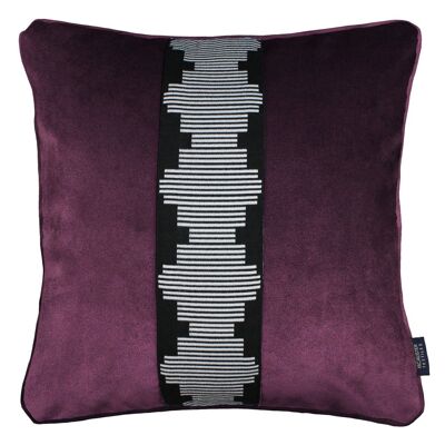 Maya Striped Aubergine Purple Velvet Cushion