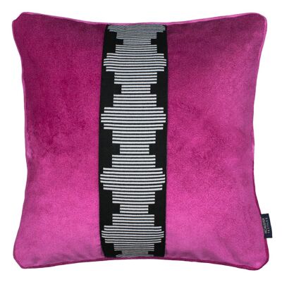 Maya Striped Fuchsia Pink Velvet Cushion