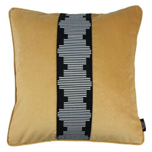 Maya Striped Ochre Yellow Velvet Cushion
