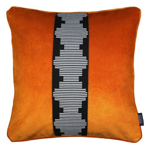 Maya Striped Burnt Orange Velvet Cushion