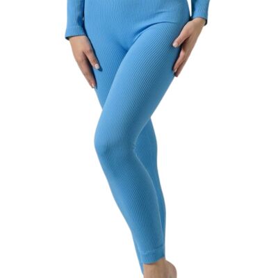 SARA light blue microfibre leggings for women
