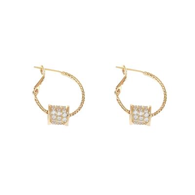 Gold plating earrings with zircon, S925 silver needle
