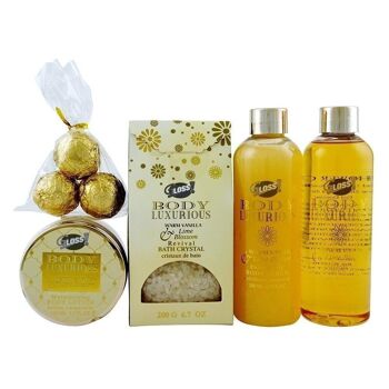 coffret de bain au parfum surprenant vanille tilleul - 6pcs 2