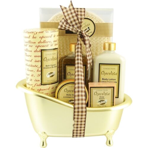 Gloss - Coffret cadeau de bain Pour Femme - Baignoire dorée - Collection Chocolate - Chocolat