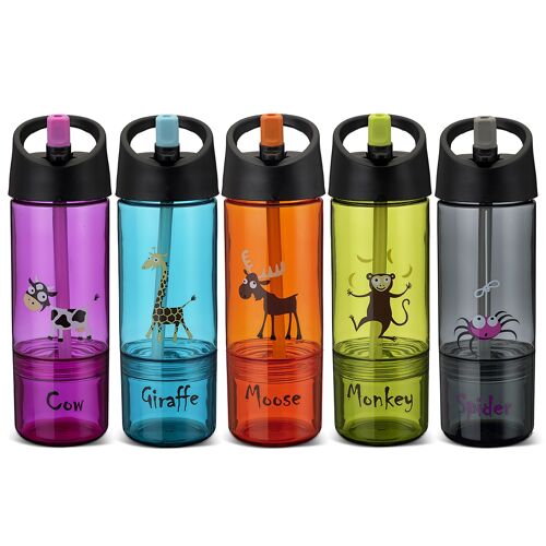 Water Bottle 2 in 1, Kids 0.3 + 0.15 L - Mixed Colors (3x5 pcs)