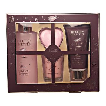 Coffret cadeau de bain avec bougie - Rose 2