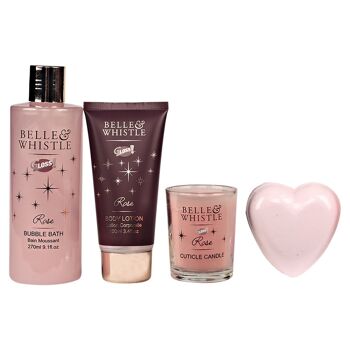 Coffret cadeau de bain avec bougie - Rose 3