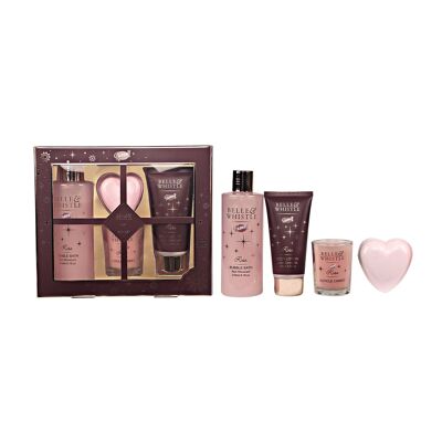 Coffret cadeau de bain avec bougie - Rose