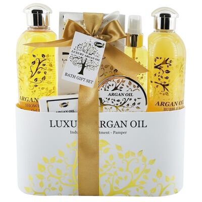 Coffret beauté de bain incluant un pot en métal - Huile Argan