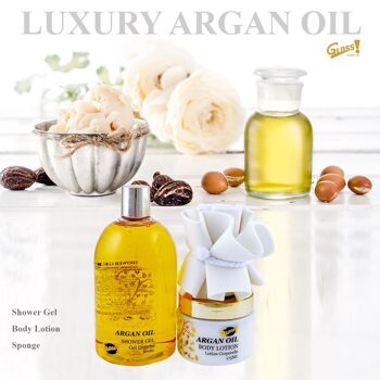 GLoss - Coffret cadeau de bain Pour Femme avec une éponge EVA - Collection Luxury Argan Oil - Huile d'Argan 2