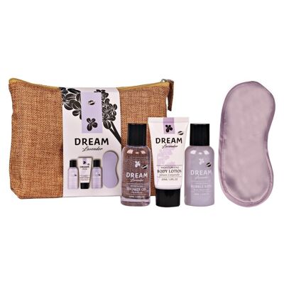 Coffret cadeau beauté et soins - Trousse en toile de jute - Lavande