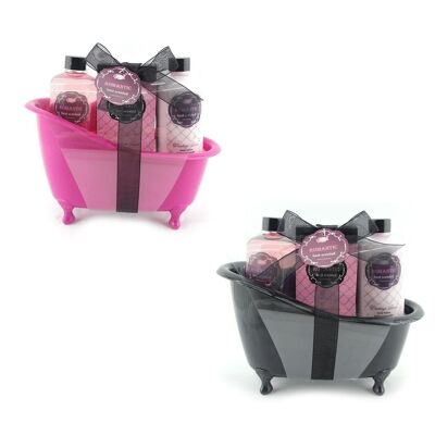 beauty box da bagno - Vasca da bagno nera - Collezione Romantica - Rosa