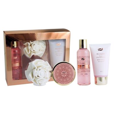 coffret beauté de bain à la rose avec son éponge EVA - Idée cadeau