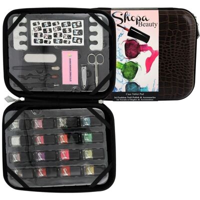 Shopa Beauty – Maniküre-Set, Tablet-Pad mit 16 Lacken
