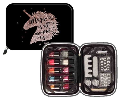 Coffret cadeau - Kit de manucure avec 10 vernis - Design Licorne