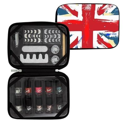 Bolsa de manicura con bandera del Reino Unido con 10 esmaltes - Idea de regalo de belleza