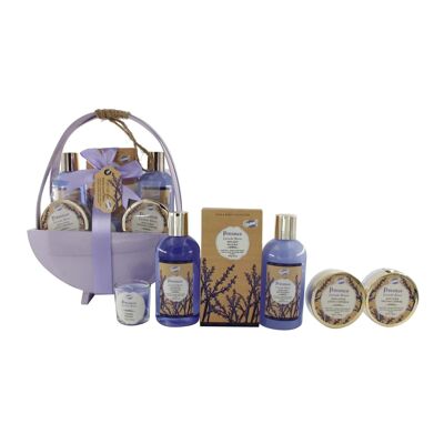 Lavendelträume – Lavendel-Holzkorb als Badegeschenk