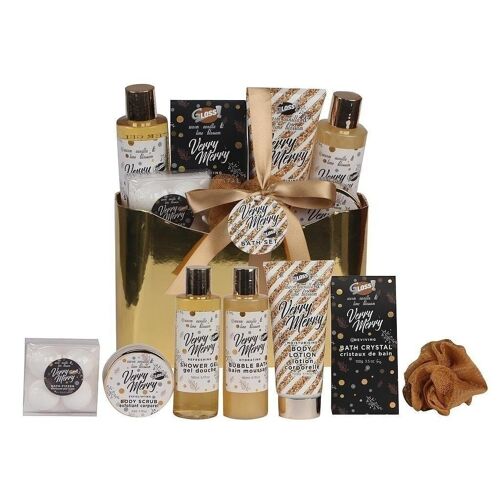 VERRY MERRY - coffret beauté de bain - Panier en or