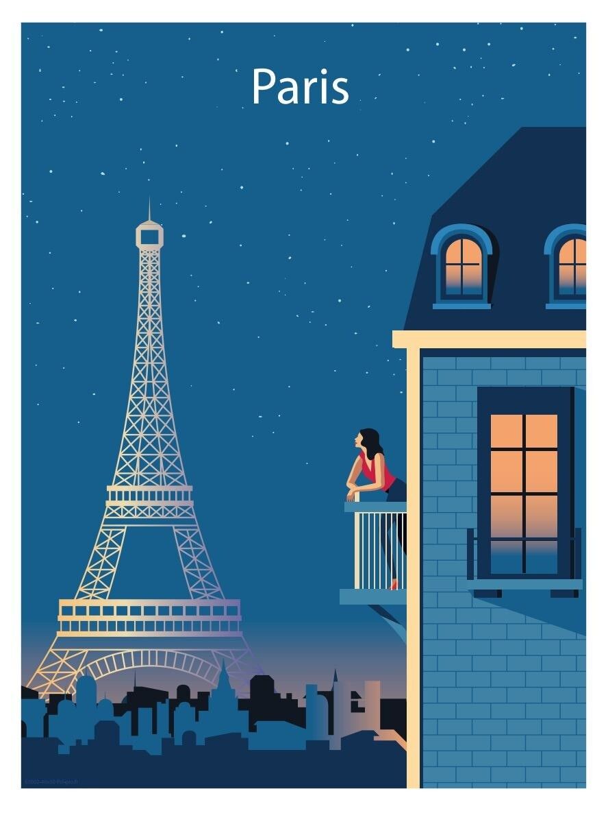 Edizione decorativa 30x40 cm: Parigi di notte