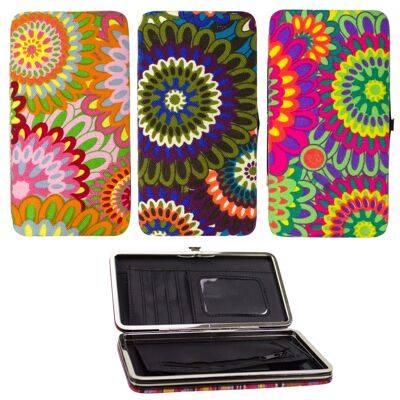 Set of 3 cotton wallets in flower design with metal clasp Copy