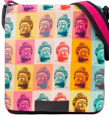 Sac messager Sunsa en toile avec motif imprimé Bouddha. Grand sac à bandoulière comme sac à bandoulière 8