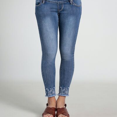 Maternity Jeans Embroidered Hem