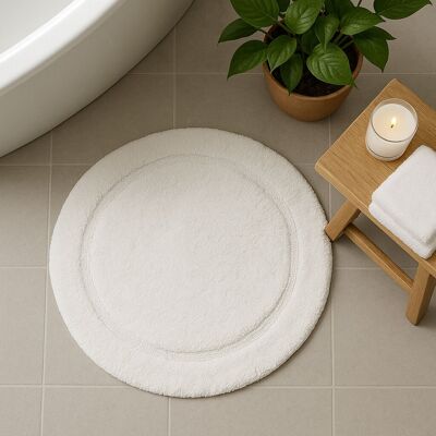 Round Bath Mat Non Slip - 100% Cotton Circle Bathroom Rug
