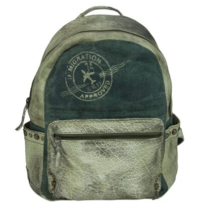 Zaino Sunsa in pelle/tela. Zaino vintage, zainetto retrò. Borsa zaino da città per donna/ragazza dal design unico. Mini zaino per il tempo libero per l'uso quotidiano.