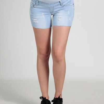 Light Maternity Jeans Short With Ripped