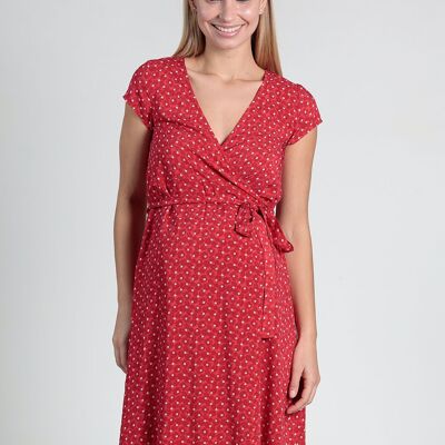 Printed Nursing Dress With Criss-Cross