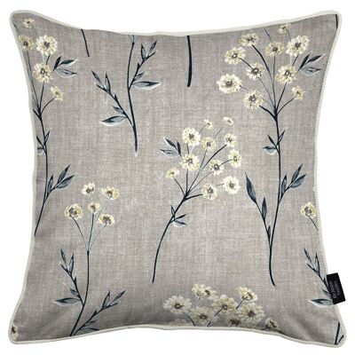Meadow Soft Grey Floral Cotton Print Cushions