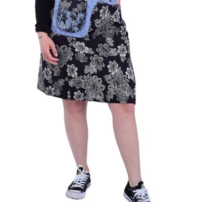 Sunsa women's skirt, knee-length summer skirt, wrap-around skirt, reversible skirt, 2 in 1, adjustable size