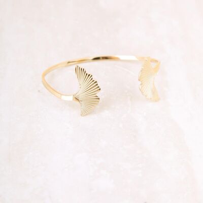 Pulsera esclava con flor de ginkgo ajustable por delante