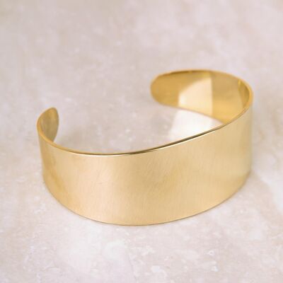Matte gold wide bangle bracelet