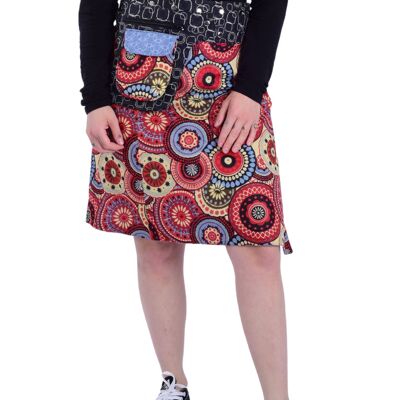 Sunsa women's skirt, knee-length summer skirt, wrap-around skirt, reversible skirt, 2 in 1, adjustable size