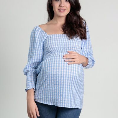 Vichy Check Blouse With Smock