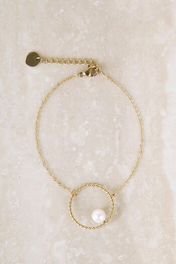 Bracelet chaîne cercle avec perle 2