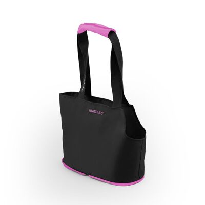 Bolsa de transporte plegable con mosquetón de seguridad negro rosa