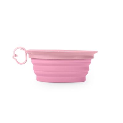 Pink collapsible food and water travel bowl