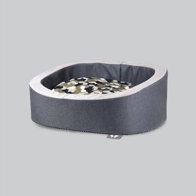 Removable stain-resistant dog bed with cushion - M grey