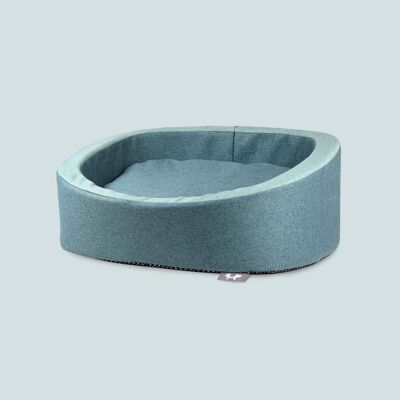 Removable stain-resistant dog bed with cushion - M green